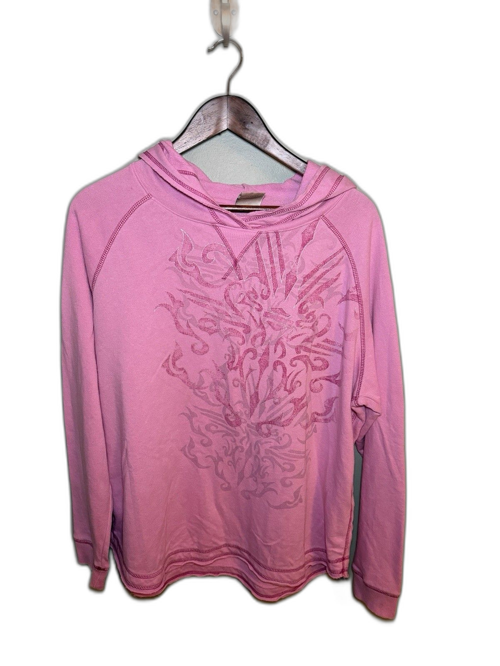 Harley-Davidson Pink Graphic Hoodie 2XL Long Sleeve Y2K Biker Top - Size XXL